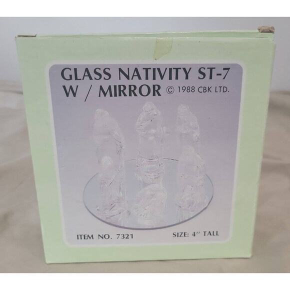Glass Nativity Scene ST-7 W / Mirror 1988 CBK Ltd. - Picture 2 of 9